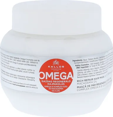 Zdjęcie produktu dla Kallos Omega Rich Repair Hair Mask With Omega-6 Complex And Macadamia Oil 275 ml