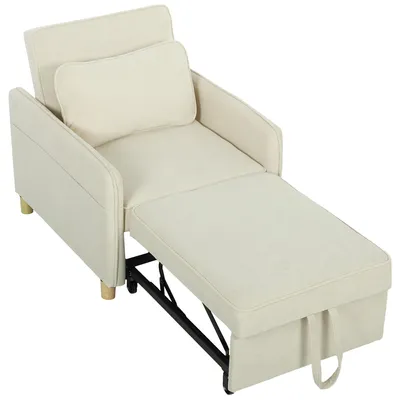 Productafbeelding van HOMCOM Slaapstoel 3-in-1, ombouwwerkelijke fauteuil met bedfunctie, beige
