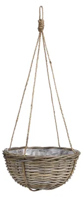 Productafbeelding van Mica Decorations Marcia Plantenmand Hangend voor Buiten - H20 x Ø40 cm - Rotan - Grijs