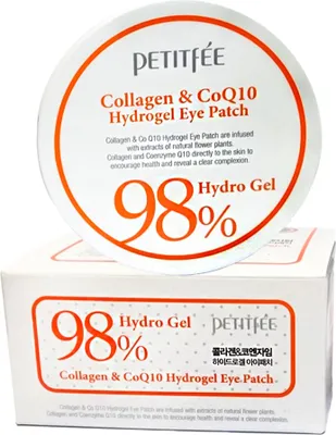 Produktbild von Petitfee Collagen q10 Hydrogel Eye Patch 60pcs - Hydrogel-Augenpflaster mit Meereskollagen
