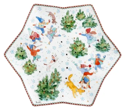Produktbild von Sammelkollektion 2025 Weihnachtsspiele Sternschale 34 cm Ø 33,6 cm, Rot und Beige