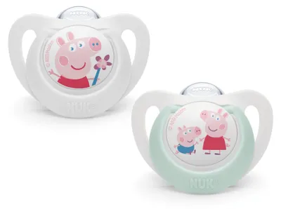 Produktbild von NUK Star Silikon-Schnuller, kiefergerecht, 18-36 Monate, BPA-frei, 2 Stück, weiß & grün