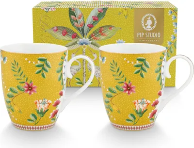 Produktbild von Pip Studio Porzellan La Majorelle Yellow 2-er Set große Tasse gelb 350 ml