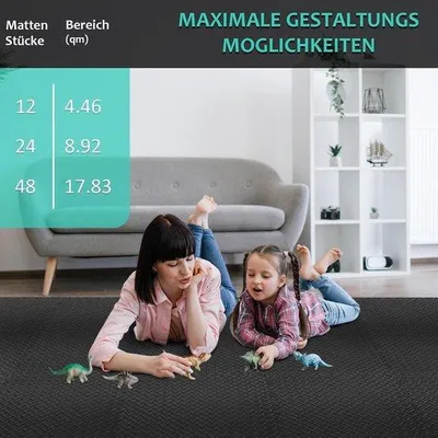 Produktbild von Bodenbeschermungsmatte – Schwarz – 61 x 61 cm – Rutschfeste EVA-Sportmatte – Für Fitnessgeräte und Fitnessräume
