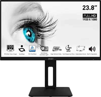 Obrázok produktu pre MSI Pro MP242APDE, 61 cm (24"), 1920 x 1080 px, Full HD, 4 ms, Čierna