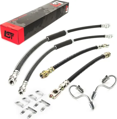 Produktbild von 4x Bremsschlauch Set vorne hinten + Halteklammer für Audi A3 Seat Leon VW Golf