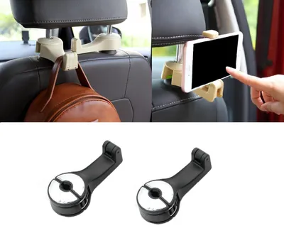 2x PKW Kopfstützen Halter Halterung für Handy / Tasche etc in Chrom / Schwarz – Produktansicht