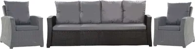 Produktbild von Gartenkissen Set für Polyrattan Dunkelgrau Sitzkissen 170x60 cm + 4x Rückenkissen 56x50 cm – Auflagen für 4-5 Sitzer Gartensofa & Gartenstuhl/Sessel