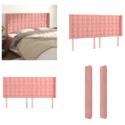 Obrázek produktu pro vidaXL Čelo postele s ušima růžové 163x16x118/128 cm Velvet - Čelo postele - Čelo postele - Čelo postele