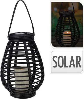 Produktbild von PROGARDEN Solarlaterne 26 cm schwarz KO-CX2000250