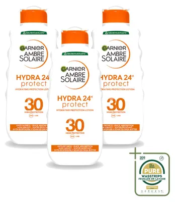 Productafbeelding van 3 x Garnier Ambre Solaire Hydraterende Zonnebrandmelk SPF 30, 200 ml - Voorraadverpakking - 3 stuks