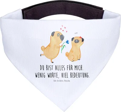 Produktbild von Mr. & Mrs. Panda Dreieckstuch Mops Verliebt - Weiß - Geschenk, Schal Für Hunde, Hund, Knuffig, Bandana, Halstuch, Hundehalstuch, Partner, Freund, Liebe, Sprüche, Pure