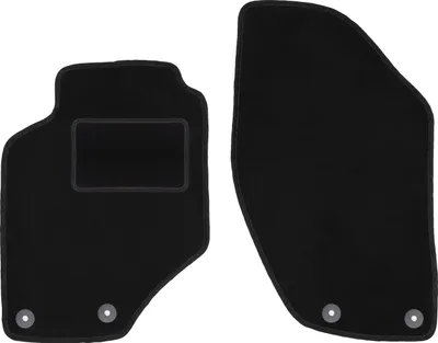 Produktbild von Velours-Fußmatten Vorne passend für Volvo C70 I (Cabrio, Coupé, Bj. 1997-2005) –  schwarz, passgenau, mit Befestigungen set 2 Stk. - STANDARD
