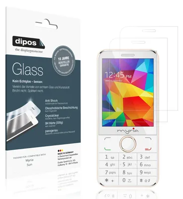 Produktbild von 2x Schutzfolie für Myria Sun - Anti-Shock 9H Folie dipos Glass Kunststoffglas