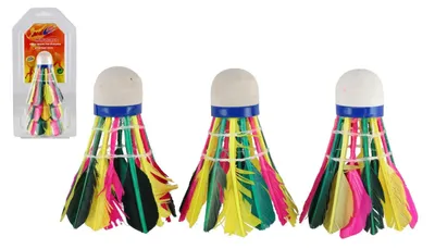 Obrázek produktu pro Míčky/Košíčky na badminton péřové 3ks v blistru 11x23x7cm