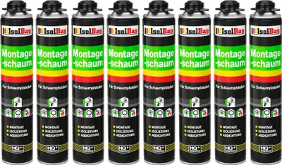 Produktbild von Isolbau - Bauschaum Montageschaum 8 x 750 ml PolyurethanSchaum 1K Pistolenschaum Zargenschaum - Isolierung Abdichtung für Innen und Außen