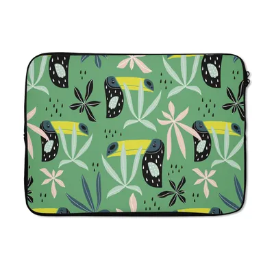 Produktbild von MuchoWow® Laptop Hülle 13 Zoll Tukan - Blätter - Dschungel Laptoptasche - Laptophülle - Sleeve - Rundumschutz