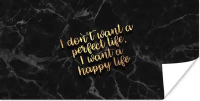 Produktbild von MuchoWow® Poster Zitate - Glücklich - Gold - Schwarz 80x40 cm - Wanddeko