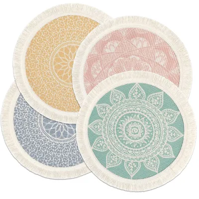 Imagen del producto de Juego de 4 posavasos lavables con diseño de mandala
