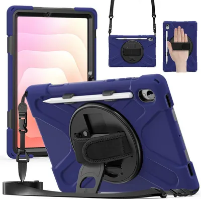 Produktbild von Hybrid Hülle für Samsung Galaxy Tab S11 360° Halterung & Schultergurt D- Blau