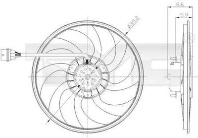 Produktbild von TYC 837-0037 Lüfter Motorkühlung Kühlerlüfter für VW POLO (9N) Wasserkühler Ø390mm