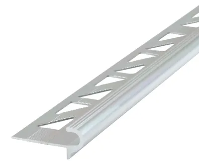 Produktbild von Dalsys Treppenkantenprofil Fliesenschiene 2,5m, Höhe 12,5mm Stufenprofil aus Aluminium, hoher Kantenschutz Silber