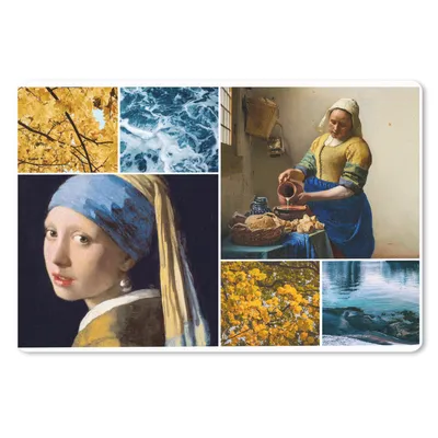 Produktbild von MuchoWow® Schreibtischunterlage Vermeer - Collage - Milchmädchen 60x40 cm - XXL Mauspad - Großes Mauspad