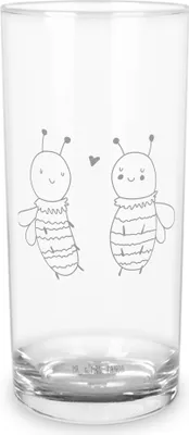 Produktbild von Mr. & Mrs. Panda Longdrinkglas Biene Verliebt 200 ml - Transparent - Geschenk, Cocktailglas, Trinkglas, Glas, Tumbler, Wasserglas