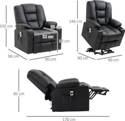 Produktbild von HOMCOM Fernsehsessel mit Aufstehhilfe Elektrisch, Relaxsessel mit Rollen
