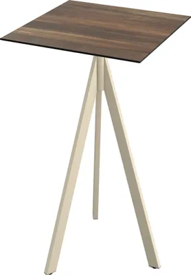 Produktbild von Infinity Tripod Stehtisch Sand frame + Tropical Wood HPL 70x70 cm