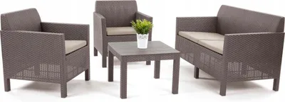 Zdjęcie produktu dla Keter Orlando Set Cappuccino - Komplet Mebli Ogrodowych - Sofa, 2 Fotele, Stolik - 4 Osoby