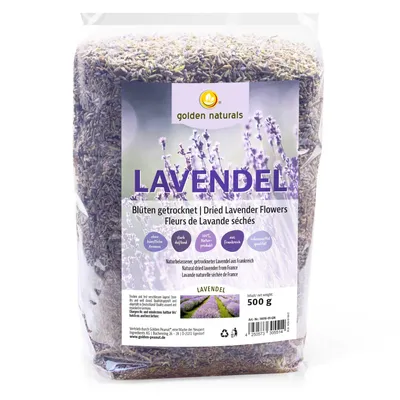 A bag of dried lavender flowers.