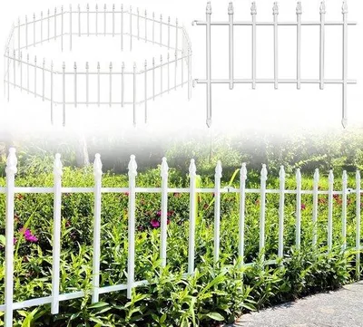 Produktbild von Famanu Metallzaun dekorativ - 57 cm breit x 45 cm hoch - 5 Paneele - 2,8 m Gesamtlänge - Landschaftszäune für Beete - Tierbarriere