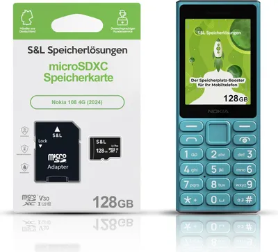 Produktbild von microSD Speicherkarte S&L für Nokia 108 4G (2024) - Speicherkapazität: 128 GB