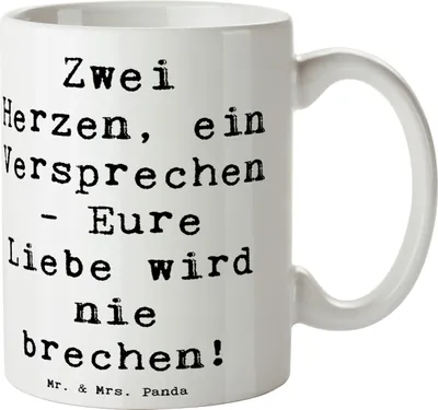 Produktbild von Mr. & Mrs. Panda Becher Spruch Standesamtliche Trauung Versprechen - Weiß - Geschenk, Hochtzeit, Bedruckte Tasse, Trinkbecher, Vermählung, Geschenke, schöne, Heirat