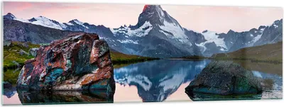 Produktbild von Bilder auf glas - Berge Felsen Wasser - 160x50cm - Glasbilder - Wandbilder - Kunstdruck - zum Aufhängen bereit - Wanddekoration aus Glas - Glas Bilder - Wandbild auf Glas - Einteilig - GAB160x50-3892