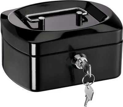 Produktbild von Geldkassette Stahlblech mit Schloss 155x120x80mm schwarz Packung mit 30 Stück