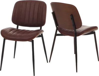 Produktbild von 2er-Set Esszimmerstuhl HWC-O44, Küchenstuhl Stuhl, Bugholz Kunstleder Walnuss-Optik, vintage braun