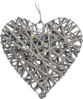Produktbild von Solight LED-Rattanherz, 30 LEDs, 2 AA-Batterien, 30 cm, 1V245