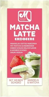 Produktbild von Odenwälder Marzipan Matcha-Latte Blätter Erdbeere 150g
