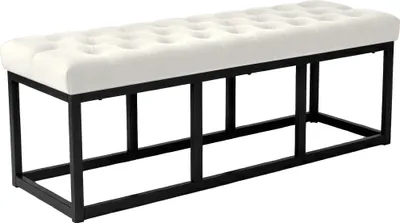 Produktbild von CLP Sitzbank Polson, Modern, Gestell schwarz, Samt, Gesteppt, Bodenschoner, Design creme Größe 120 cm