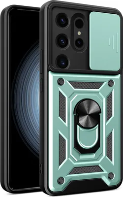 Produktbild von Galaxy S24 Ultra Hülle mit 360° Drehbarer Magnetische Ring Ständer Halter Dia Kameraschutz TPU Bumper Silikon Schutzhülle für Samsung Galaxy S24 Ultra Grün