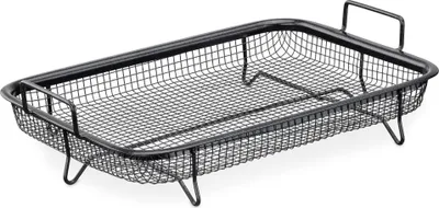 Produktbild von Navaris Grillkorb Gitter für Backofen - 32 x 22,5 cm Grill Korb aus Edelstahl - Schale für Pommes Gemüse Chicken Nuggets - Antihaftbeschichtung