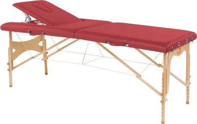 Produktbild von Behandlungsliege, Massageliege, Liege klappbar, mobil, Höhe 57-85 cm, aus Holz, Farbe:30 kirsche