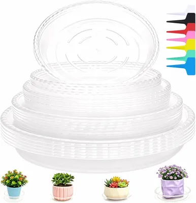 Produktbild von Pflanzenschalen 25 Stück, 11.5 cm bis 17 cm, rund Kunststoff, mit 28 Etiketten, für Innen und Außen
