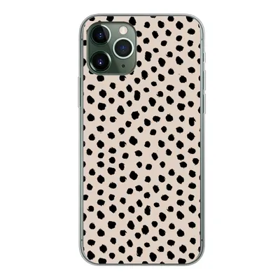 Produktbild von MuchoWow® Handyhülle Schutzhülle Hülle für iPhone 11 Pro Polka dots - Schwarz - Beige Silikon Softcase Handy Hülle - Handy