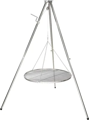 Productafbeelding van Draaibaar Roestvrij Stalen Driepoot Grillframe met 80 cm Rooster