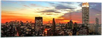 Produktbild von Bilder auf glas - Amerika gebäude sonnenuntergang wolkenkratzer - 160x50cm - Glasbilder - Wandbilder - Kunstdruck - Wanddekoration aus Glas - Glas Bilder - Wandbild auf Glas - GAB160x50-2125