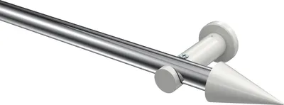 Produktbild von Interdeco Gardinenstange / Vorhangstange Chrom / Weiß, Typ Platon Savio (Kegel) ohne Ringe, 20 mm Ø 1-läufig, 160 cm