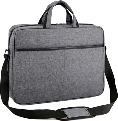 Image de Sacoche pour ordinateur portable Gris - 15,6 pouces - 41 cm x 32 cm x 7 cm - avec bandoulière